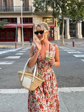 LIZAKOSHT  -  Fashion Print Tube Midi Dress For Women Deep V-neck Sleeveless Draped Lace Up Robes 2025 Summer Elegant Female Parties Dresses